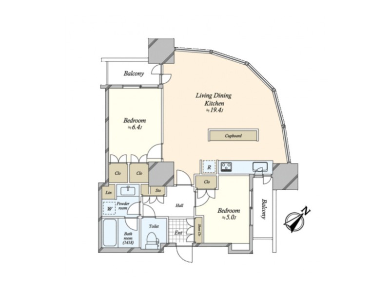 東京ツインパークスRIGHT WING 2LDK 間取り図